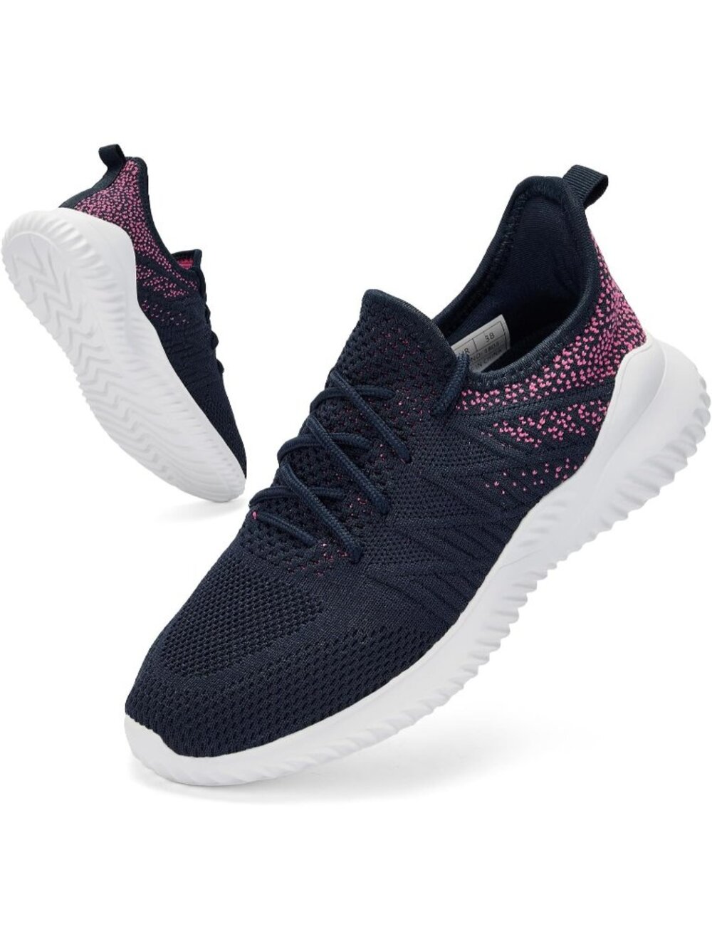 Women Navy Blue&rose Comfort Lightweight Memory Foam Slip On Yoga Sneaker Shoes
